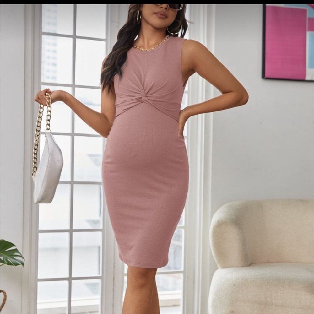 Elegant Pink Sleeveless maternity Dress